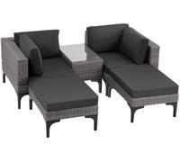 Tectake Conjunto de ratán con estructura de aluminio, gris