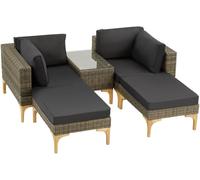 Tectake Conjunto de ratán con estructura de aluminio, natural