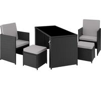 Tectake Conjunto de ratán para 2-4 personas incluye abridor, negro/gris