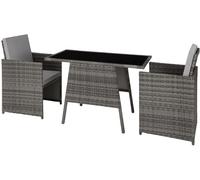 Tectake Conjunto de ratán para 2 personas, agrupable, resistente, gris