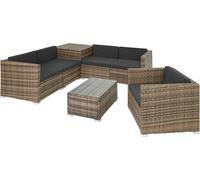 Tectake Conjunto de ratán para 5 personas, resistente y elegante, natural