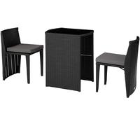 Tectake Conjunto de ratán y aluminio, negro