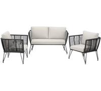 Tectake Conjunto de salón para jardín con 1 sofá y 2 sillones, poliratán