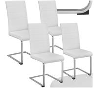 tectake® Conjunto de Sillas de Comedor, Diseño Moderno, Asiento y Respaldo Acolchado, Piel Sintética, Alta Capacidad,Montaje Rápido, Sillas Cocina, Silla Comedor - 4 Sillas Blanco