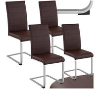 TecTake® Conjunto de Sillas de Comedor, Diseño Moderno, Asiento y Respaldo Acolchado, Piel Sintética, Ergonómico, Ligero, Montaje Rápido, Sillas Cocina, Silla Comedor - 4 Sillas Marrón