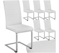 tectake® Conjunto de Sillas de Comedor, Diseño Moderno, Asiento y Respaldo Acolchado, Piel Sintética, Ergonómico, Ligero, Montaje Rápido, Sillas Cocina, Silla Comedor - 6 Sillas Blanco