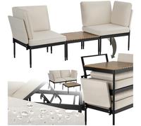 TecTake® Conjunto Jardin Exterior 5 en 1, Muebles Terraza, Sofa Exterior y Mesa Jardin, Mesa Exterior Aspecto Madera, Cojines Exterior Repelentes al Agua, Ideal como Muebles Jardin - Antracita/Gris