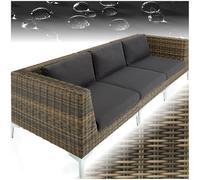 TecTake® Conjunto Jardin Exterior con Sillones Ratan Cómodos, Muebles Jardin Exterior con Sillon Terraza y Cojines, Ideal para Relajarse al Aire Libre - 2 Sillones Esquineros y 1 Módulo Central