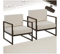 TecTake® Conjunto Jardín Exterior de Acero, Sillones Terraza con Acolchado Grueso, Sillas Jardín con Pies Ajustables, Muebles Jardín Exterior, Fundas Repelentes al Agua, Sofás para Jardín - 2 plazas