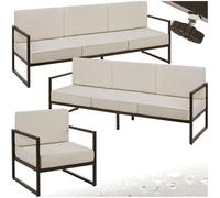TecTake® Conjunto Jardín Exterior de Acero, Sillones Terraza con Acolchado Grueso, Sillas Jardín con Pies Ajustables, Muebles Jardín Exterior, Fundas Repelentes al Agua, Sofás para Jardín - 7 plazas