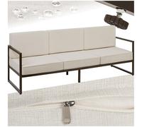 TecTake® Conjunto Jardín Exterior de Acero, Sillones Terraza con Acolchado Grueso, Sillas Jardín con Pies Ajustables, Muebles Jardín Exterior, Fundas Repelentes al Agua, Sofás para Jardín - 3 plazas