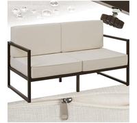 tectake® Conjunto Jardín Exterior de Acero, Sillones Terraza con Acolchado Grueso, Sillas Jardín con Pies Ajustables, Muebles Jardín Exterior, Fundas Repelentes al Agua, Sofás para Jardín - 2 plazas