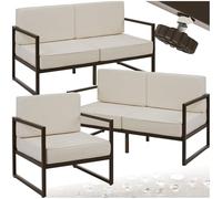 TecTake® Conjunto Jardín Exterior de Acero, Sillones Terraza con Acolchado Grueso, Sillas Jardín con Pies Ajustables, Muebles Jardín Exterior, Fundas Repelentes al Agua, Sofás para Jardín - 5 plazas