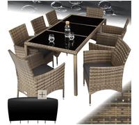Conjunto de ratán 8+1 - natural/gris oscuro