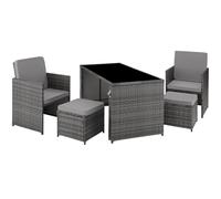 tectake Conjunto de ratán Palermo - gris - 403562