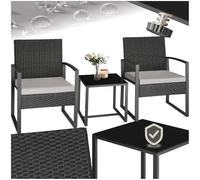 Conjunto de ratán Granada con mesa para 2 personas negro - gris claro/negro
