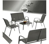 TecTake® Conjunto Jardin Exterior para 4 Personas, Muebles Jardin Exterior con Estructura de Acero, Mesa con Vidrio de Seguridad, Muebles Terraza y Sofa Terraza - Antracita