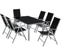 Tectake Conjunto mesa y sillas para 6 personas de aluminio y acero gris claro