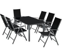 Tectake Conjunto mesa y sillas para 6 personas de aluminio y acero gris oscuro