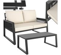TecTake® Conjunto Muebles de Jardín Exterior de Aluminio, Altura Regulable, Mesa y Sillas de Terraza Resistentes a Intemperie, Cojines Extragruesos, Fundas Extraíbles - 1 Sofá y 1 Mesa
