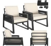 TecTake® Conjunto Muebles de Jardín Exterior de Aluminio, Altura Regulable, Mesa y Sillas de Terraza Resistentes a Intemperie, Cojines Extragruesos, Fundas Extraíbles - 2 Sillones