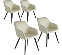 TecTake Cuatro sillas de Comedor, Juego de 4 sillas para el salón, Conjunto de Asientos para la Cocina, Set de Muebles de Interior (Crema-Negro)