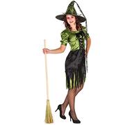 TecTake dressforfun Disfraz de Bruja para Mujer | Apariencia glamourosa de satén | Sombrero de Bruja Brillante con Adornos de Encaje (M | no. 300087)