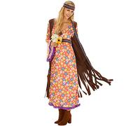 TecTake dressforfun Disfraz de Hippie Srta. Peacemaker para Mujer | Espectacular Eestido Largo con Chaleco de Imitación de Terciopelo | Incl. Cabeza (XL | No. 300935)