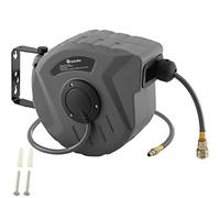 tectake Carrete automático con manguera de aire comprimido, Manguera neumática con carrete retráctil, Enrollador automático de cable y tubos (10 m)