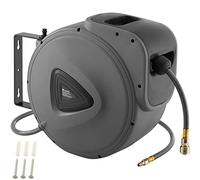 tectake Carrete automático con manguera de aire comprimido, Manguera neumática con carrete retráctil, Enrollador automático de cable y tubos (30 m)
