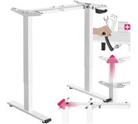 TecTake® Escritorio Ajustable en Altura con manivela, Estructura de Acero, Ancho Ajustable, Capacidad de Carga 70 kg, Mesa elevable, Escritorio Ordenador, Mesa Escritorio elevable - Blanco
