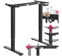 TecTake® Escritorio Ajustable en Altura con manivela, Estructura de Acero, Ancho Ajustable, Capacidad de Carga 70 kg, Mesa elevable, Escritorio Ordenador, Mesa Escritorio elevable - Negro