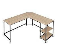 tectake® Escritorio de Esquina, Mesa en L con Estantes, Mesa Escritorio para Ordenador, Escritorio Industrial Madera Acero, Mesa de Oficina, Escritorio Estudio - Madera Industrial Clara, Roble Sonoma