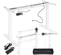 TecTake Escritorio Eléctrico Regulable, Estructura de Mesa Ajustable en Altura, Escritorio de Acero Elevable hasta 123cm de Altura y Capacidad de 125kg, 65 cm x 65 cm x 65 cm - Blanco