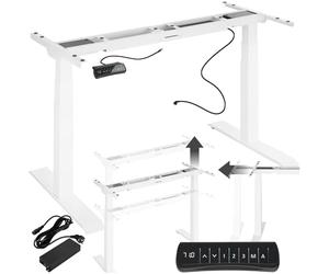 tectake Escritorio Eléctrico Regulable, Estructura de Mesa Ajustable en Altura, Escritorio de Acero Elevable hasta 123cm de Altura y Capacidad de 125kg, 65 cm x 65 cm x 65 cm - Blanco