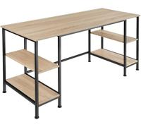 Tectake Escritorio estilo industrial, 4 estantes, 137x55x75 cm, madera clara