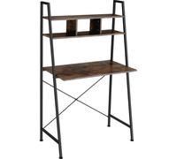 Tectake Escritorio industrial 3 compartimentos 85,5x46,5x140 cm madera oscura