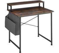 Tectake Escritorio industrial con soporte y bolsa 80x55x90 cm madera oscura