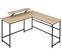 Tectake Escritorio superficie para monitor 140 x 130 x 76,5 cm madera clara