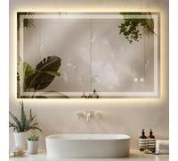 TecTake® Espejo Baño LED sin Marco Rectangular, Diseño Moderno, Espejo Pared con Luz, Espejos de Baño con Luces, Decoracion Hogar, Decoracion Pared - 60x100 cm