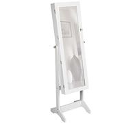 TecTake Espejo joyero espejo guarda joyas organizador espejo de pie pendientes (Blanco)