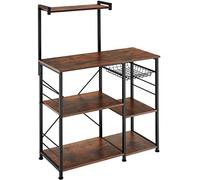 tectake® Estanteria Cocina con Estilo Industrial, Estanteria Pared Multifuncional, Mueble Auxiliar para Recibidores y Muebles de Salon - 90 x 40 x 131,5 cm Madera Industrial Oscura, Rústica