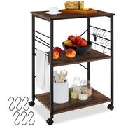 tectake® Estanteria Cocina con Estilo Industrial, Estanteria Pared Multifuncional, Mueble Auxiliar para Recibidores y Muebles de Salon - 65,5 x 45,5 x 88,5 cm Madera Industrial Oscura, Rústica