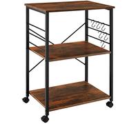 tectake® Estanteria Cocina con Estilo Industrial, Estanteria Pared Multifuncional, Mueble Auxiliar para Recibidores y Muebles de Salon - 65,5 x 45,5 x 88,5 cm Madera Industrial Oscura, Rústica
