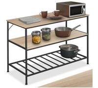 tectake® Estanteria Cocina con Estilo Industrial, Estanteria Pared Multifuncional, Mueble Auxiliar para Recibidores y Muebles de Salon - 120 x 60 x 90,5 cm Madera Industrial Clara, Roble Sonoma