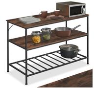 tectake® Estanteria Cocina con Estilo Industrial, Estanteria Pared Multifuncional, Mueble Auxiliar para Recibidores y Muebles de Salon - 120 x 60 x 90,5 cm Madera Industrial Oscura, Rústica