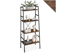 tectake® Estanteria de Escalera con 4 Baldas de Madera, Sistema Antivuelco, Estanteria Pared, Muebles de Salon, Recibidores de Entrada - 61,5 x 36,5 x 150 cm Madera Industrial Oscura, Rústica