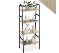 tectake® Estanteria de Escalera con 4 Baldas de Madera, Sistema Antivuelco, Estanteria Pared, Muebles de Salon, Recibidores de Entrada - 57,5 x 35,5 x 139 cm Madera Industrial Clara, Roble Sonoma