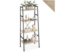 tectake® Estanteria de Escalera con 4 Baldas de Madera, Sistema Antivuelco, Estanteria Pared, Muebles de Salon, Recibidores de Entrada - 61,5 x 36,5 x 150 cm Madera Industrial Clara, Roble Sonoma