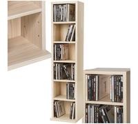 TecTake® Estantería de Pared, Efecto Madera, 6 Compartimentos, Estantes Ajustables en Altura, para 102 CDs, Fácil de Montar, Almacenamiento, Decoración Habitación, Muebles Salón, Librería - Haya